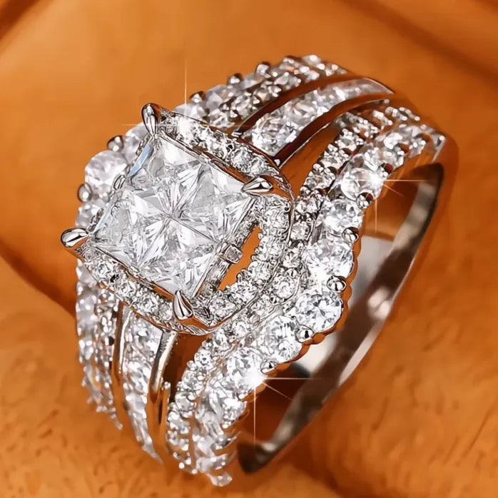 Women’s Silver Cubic Zirconia Wedding Party Bridal Rings 2023