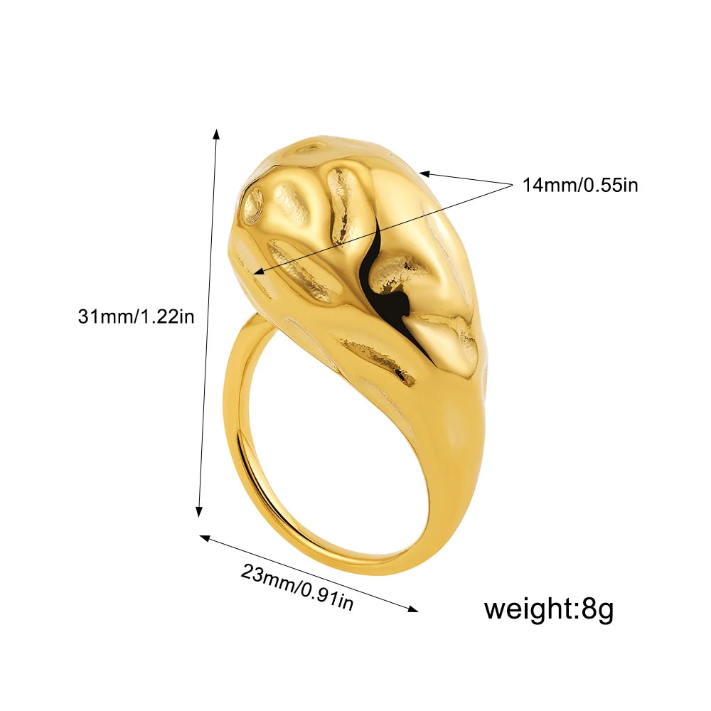 Waterdrop Multicolor Rhinestone Openable Ring Stainless Steel Pearl Vintage Jewelry