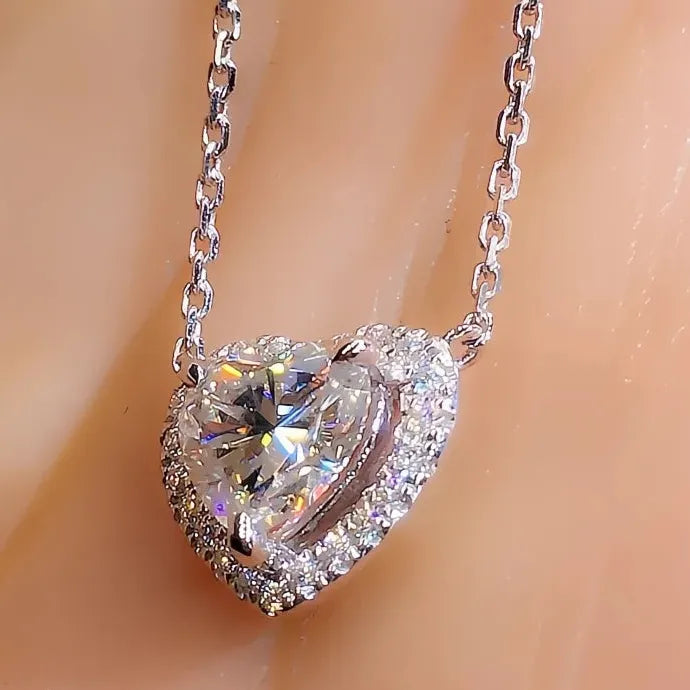 Wedding Heart Necklace Bride Crystal Cubic Zirconia Brass Alloy Jewelry