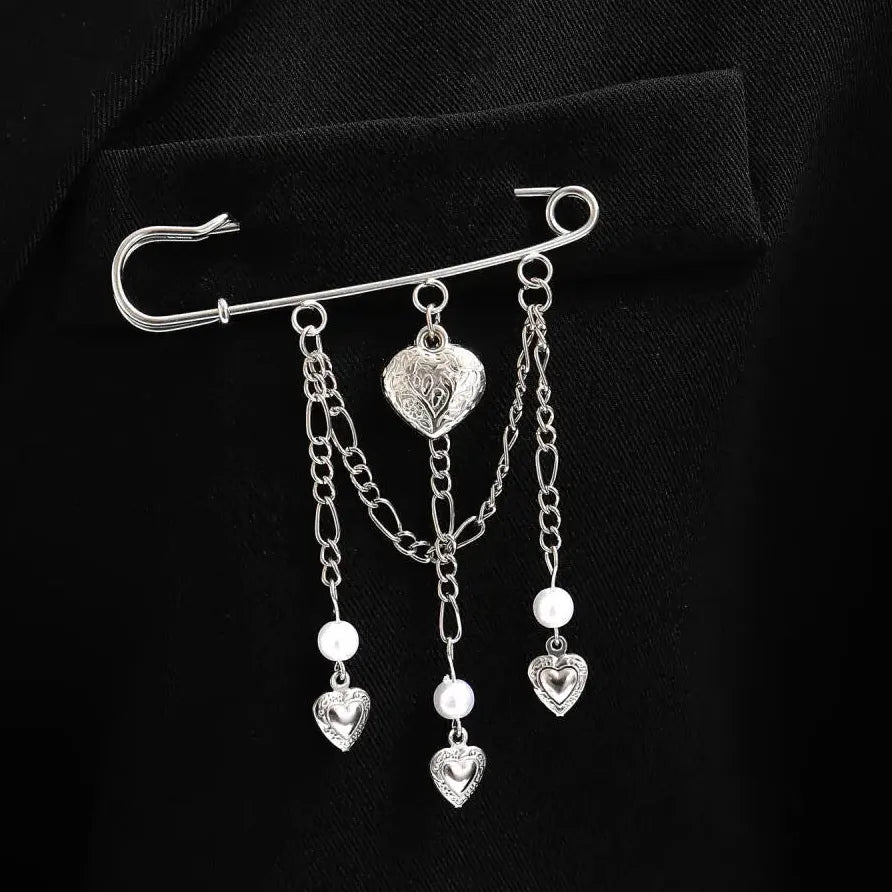 Heart Rivet Star Tassel Zinc Alloy Brooch Jewelry Accessory for Men Women
