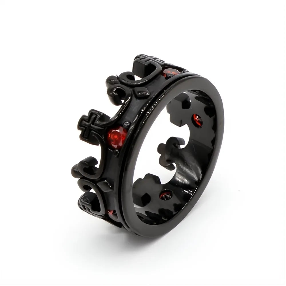 Vintage Crown Stone Ring 316L Stainless Steel Silver Gold Black Jewelry for Men Women Gift