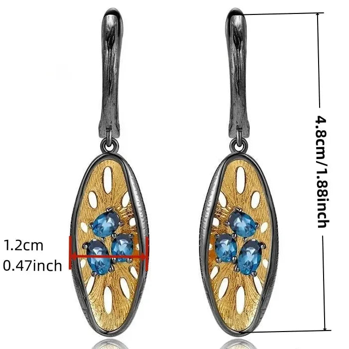Retro Geometry Gun Black Women's Metal Inlaid Cubic Zirconia Pendant Earrings