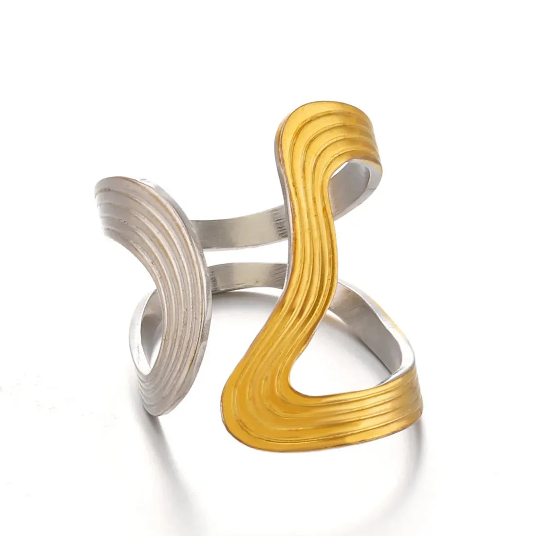Stainless Steel Women’s Rings Gold Silver Irregular Line Classic Wedding Jewelry Gift