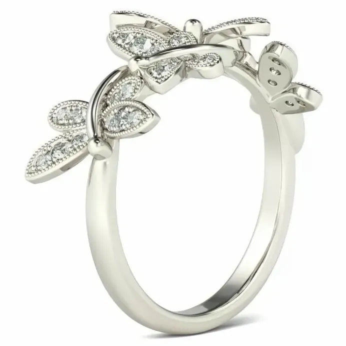 Elegant Sweet Dragonfly Cubic Zirconia Ring for Women Fashion Jewelry