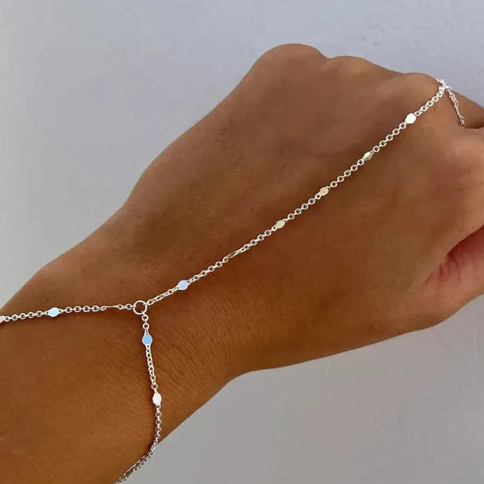 Gold Color Square Hand Chain Bracelet for Women Link Jewelry Gift