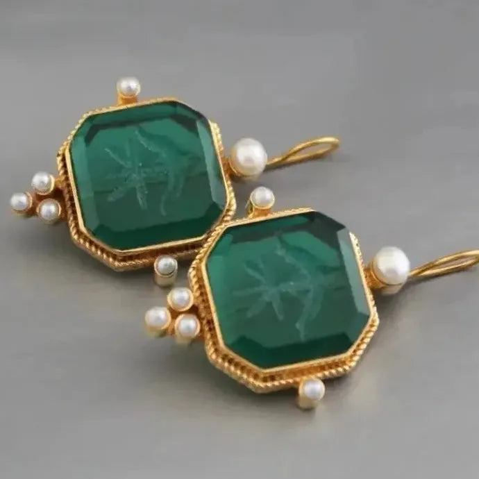 Elegant Vintage Geometric Pearl Drop Earrings for Women Zinc Alloy Bridal Gift