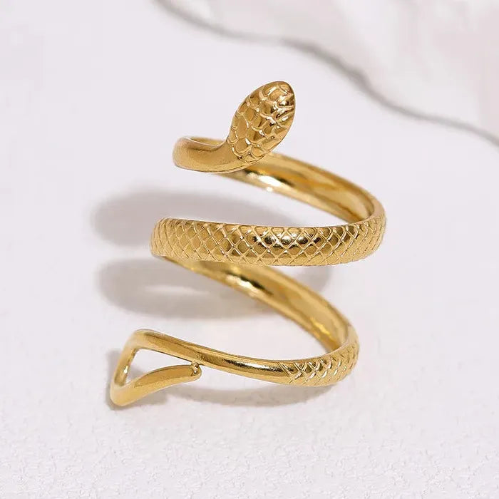 Adjustable Stainless Steel Snake Ring Hip-Hop Rock Waterproof Jewelry