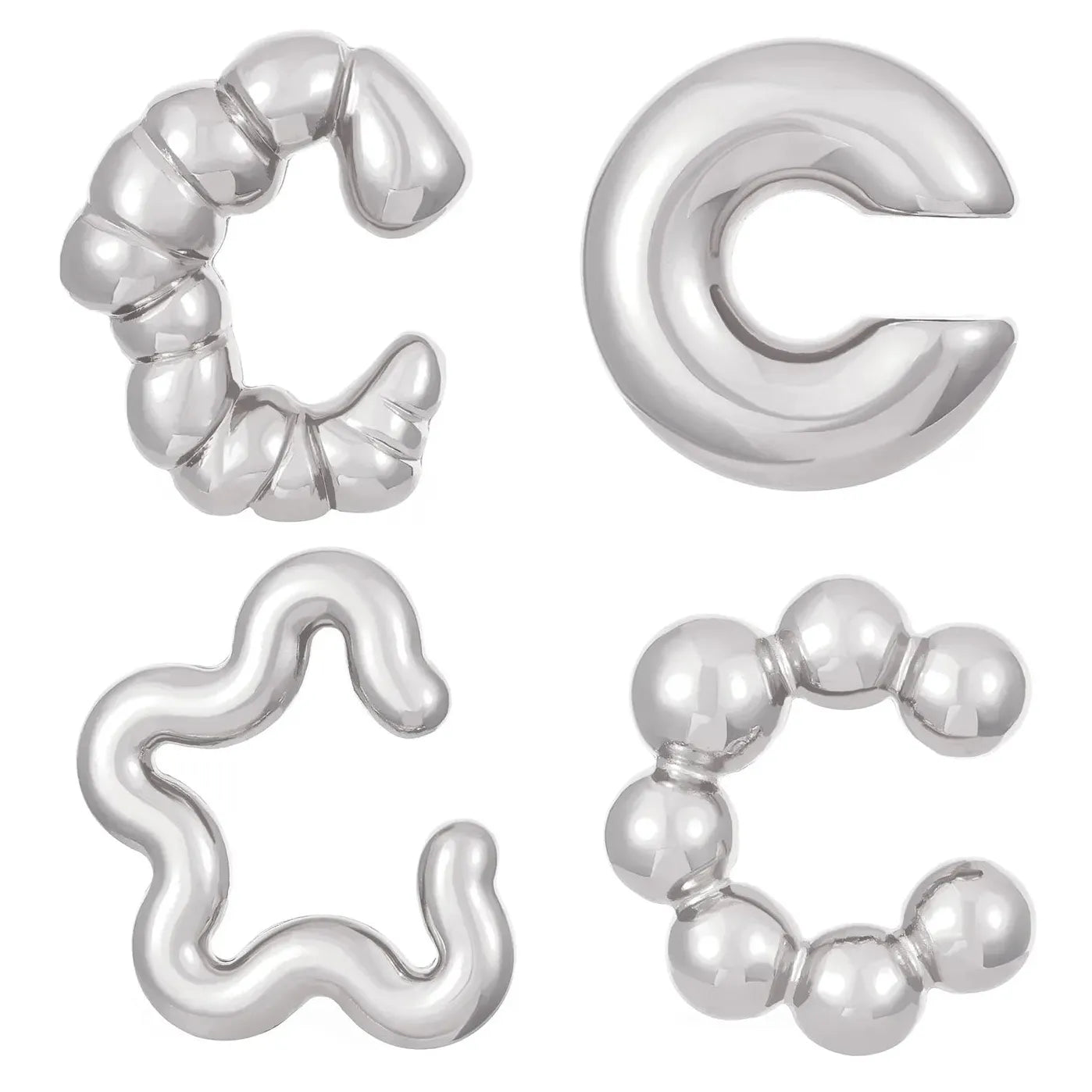 4Pc Vintage Geometric Clip Earrings Women Trendy C Shape Ear Cuff Jewelry