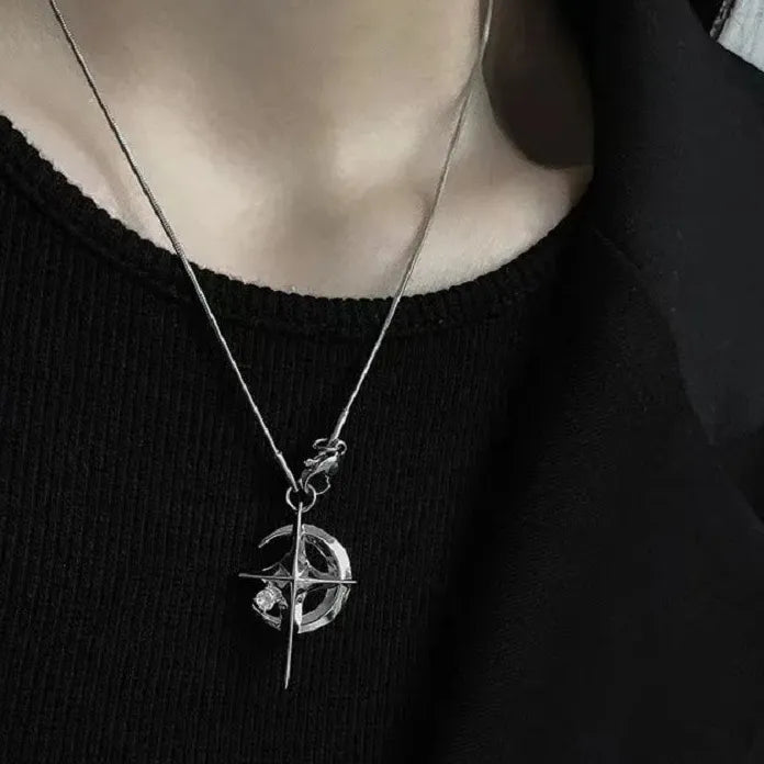 Punk Pearl Barbed Wire Chain Necklace Gothic Metal Jewelry Gift Men Women