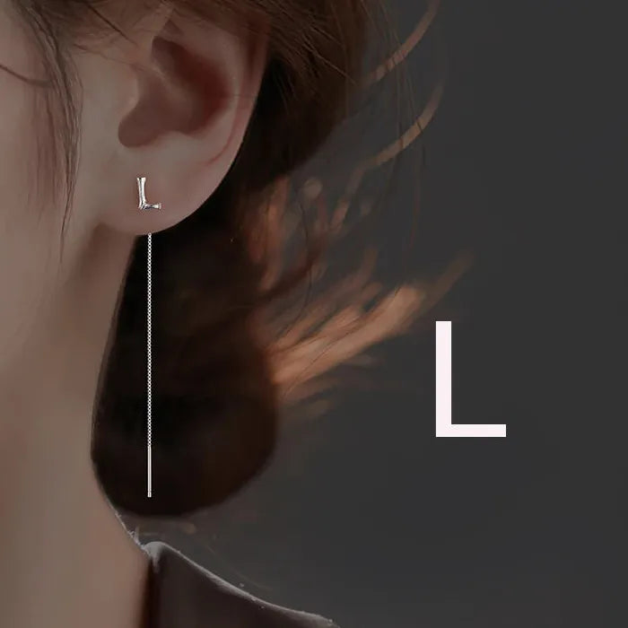 2PC S925 Silver Needle Geometric Tassel Drop Earrings for Women Girls