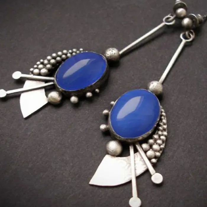 Vintage Bohemian Sapphire Drop Earrings for Women Zinc Alloy Jewelry