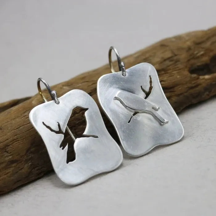 Silver Geometric Animal Charm Irregular Rectangular Zinc Alloy Earrings for Women