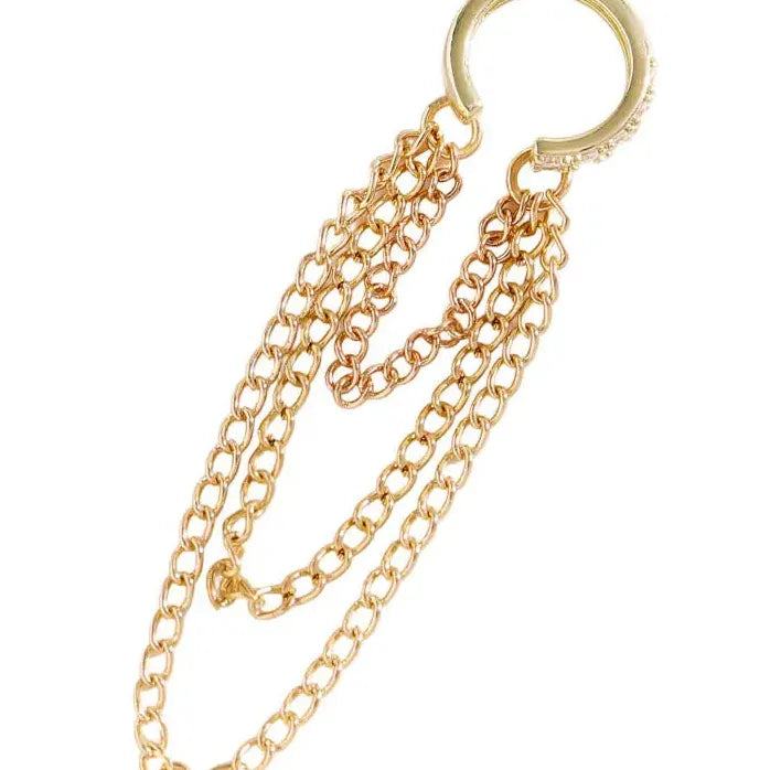 Temperament Tassel Long Clip Earrings for Women Zircon C-Shaped Chain Jewelry Trendy