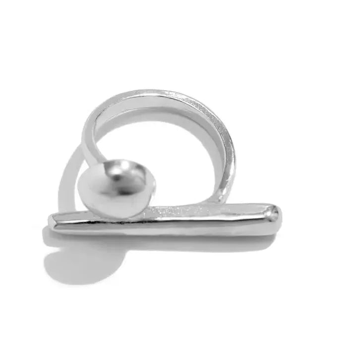 Adjustable Geometric Ball Open Ring Punk Couple Jewelry Fashion Accessory
