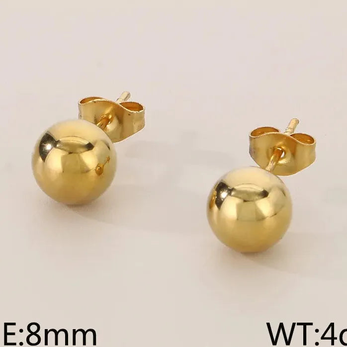 Gold Stainless Steel Hollow Ball Stud Earrings for Women Wedding Jewelry