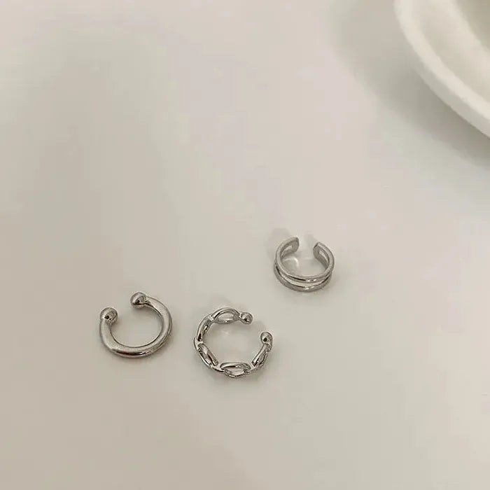 3Pcs Rhinestone Tassel C Shape Clip Earrings Zinc Alloy No Piercing Gift