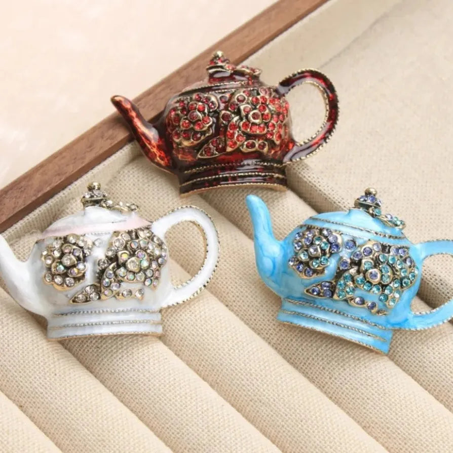 Luxury Beauty Teapot Brooch Pin Classic Style Gift for Women Men