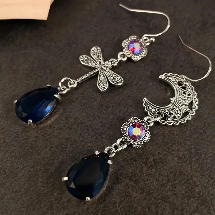 Retro Dragonfly Drop Earrings for Women Girls Cubic Zirconia Animal Jewelry
