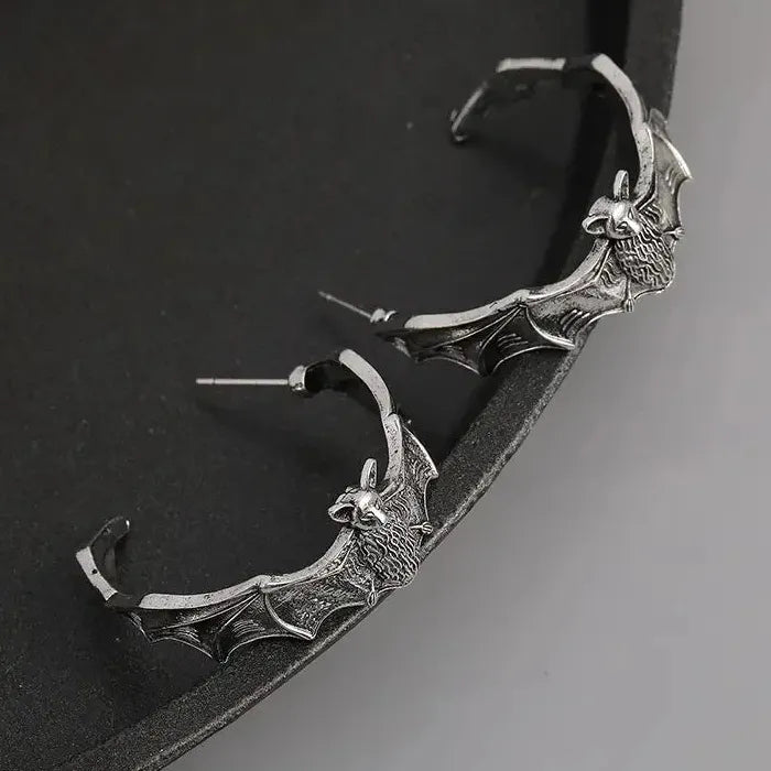 Silver Color Bat Dangle Earrings for Women Halloween Animal Zinc Alloy Jewelry Gift