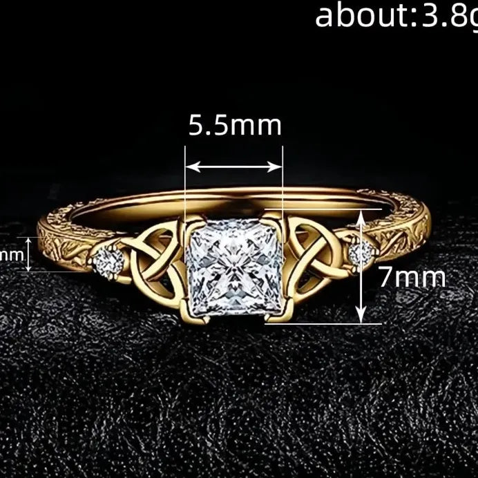 Nobel Princess Geometric Cubic Zirconia Wedding Band Ring for Women