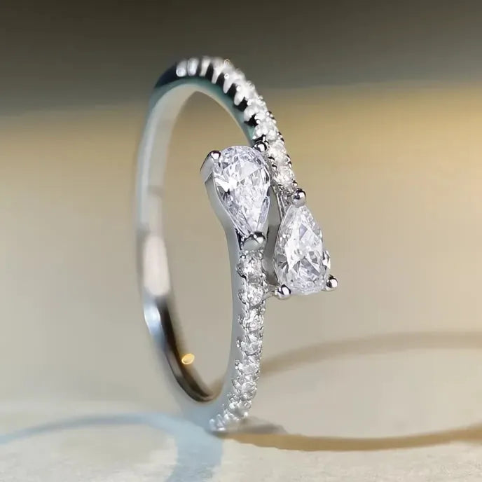 Women’s Geometric Cubic Zirconia Brass Ring Wedding Engagement Fashion Jewelry