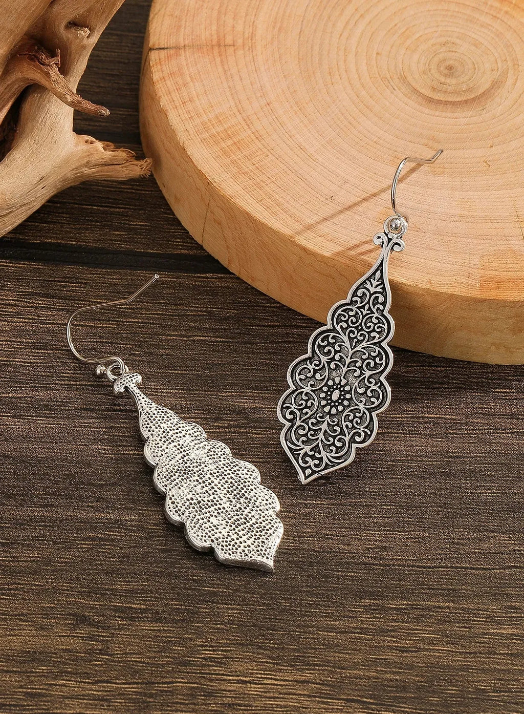 Vintage Leaf Flower Drop Earrings for Women Zinc Alloy Wedding Party Jewelry
