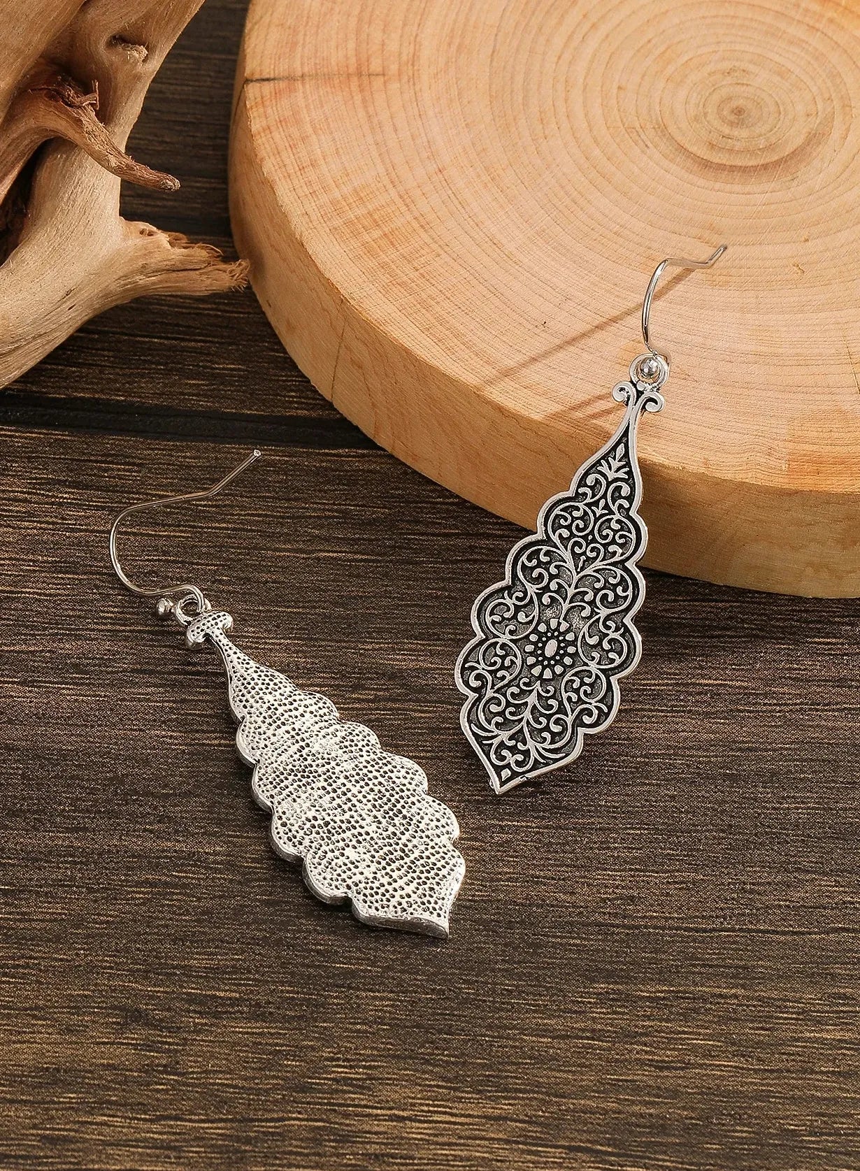 Vintage Leaf Flower Drop Earrings for Women Zinc Alloy Wedding Party Jewelry