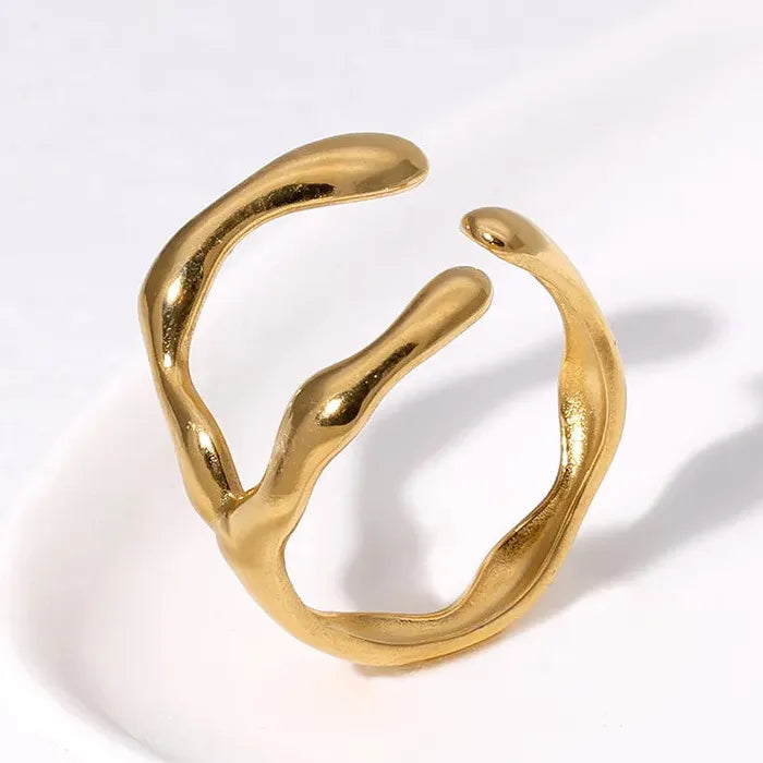 2024 Trendy Stainless Steel Irregular Opening Geometric Ring for Women