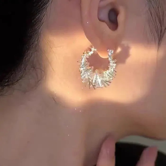 Twisted Hollow Hoop Earrings Zinc Alloy Elegant Fashion Jewelry Gift 2025
