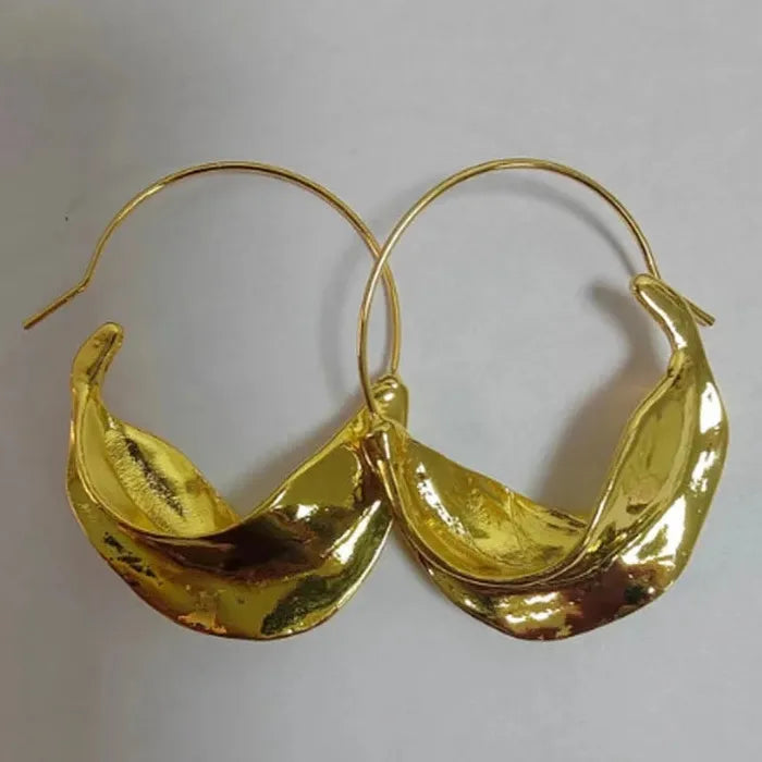 Metal Pleated Geometric Drop Earrings Retro Gold Zinc Alloy Women’s Jewelry