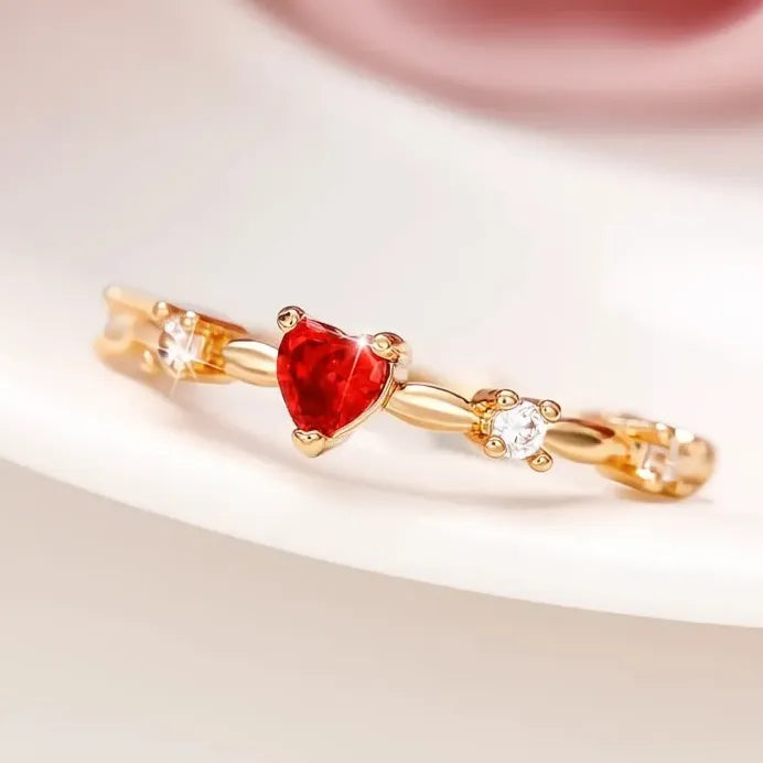 Geometric Heart Cubic Zirconia Wedding Engagement Ring for Women Gift