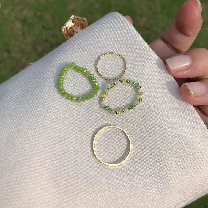 Trendy Acrylic Heart Geometric Rings Set for Women Wedding Jewelry Gift