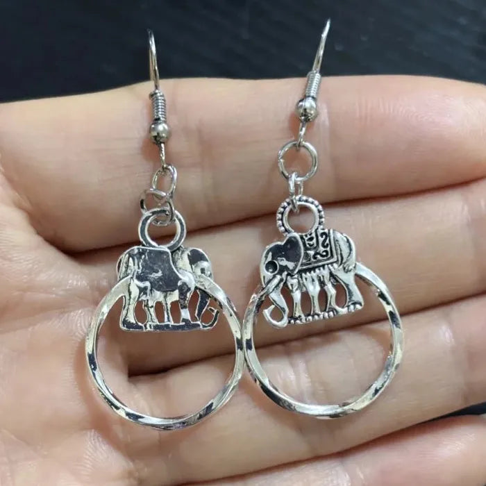 Vintage Punk Elephant Zinc Alloy Earrings Halloween Parties Men Women Jewelry