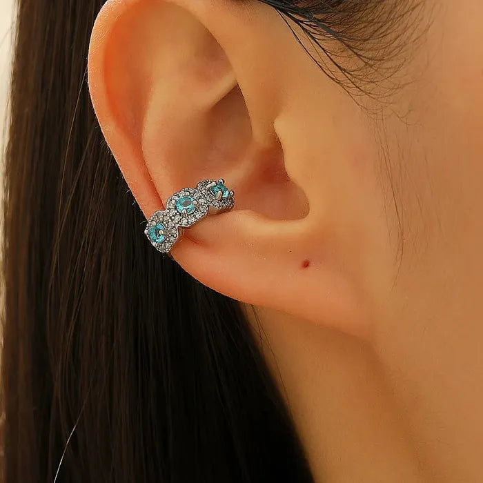 Vintage Punk Hip Hop Clip Earrings Zinc Alloy Rhinestone Gift