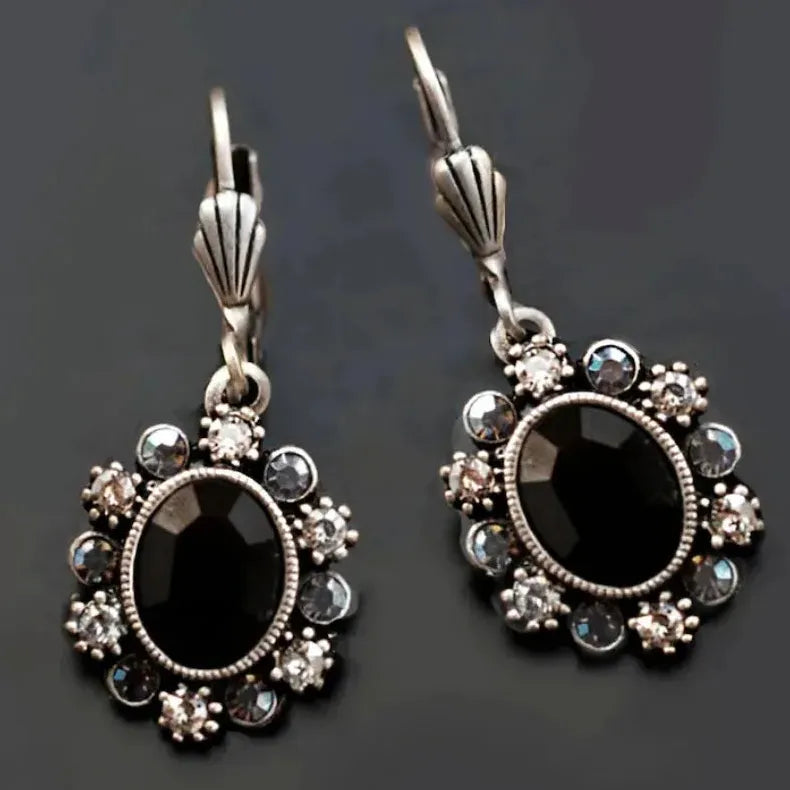 Elegant Imitation Crystal Geometric Drop Earrings Copper Metal Women's Jewelry Gift