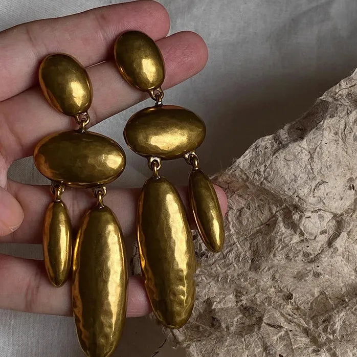Vintage Geometric Copper Dangle Earrings for Women Daily Wear Jewelry