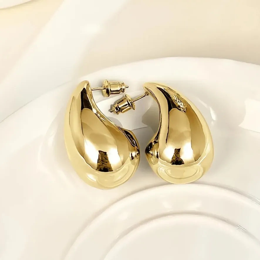 Water Drop Earrings for Women Brass Metal Gold Color Silver Plated Gift