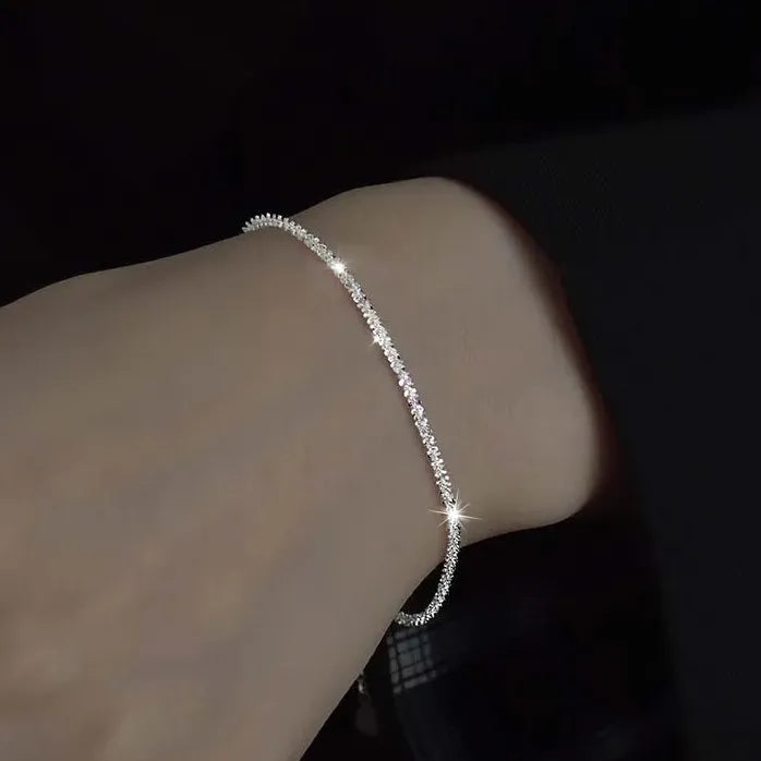 2026 Silver Sparkling Gypsophila Adjustable Chain Bracelet Women Wedding Jewelry