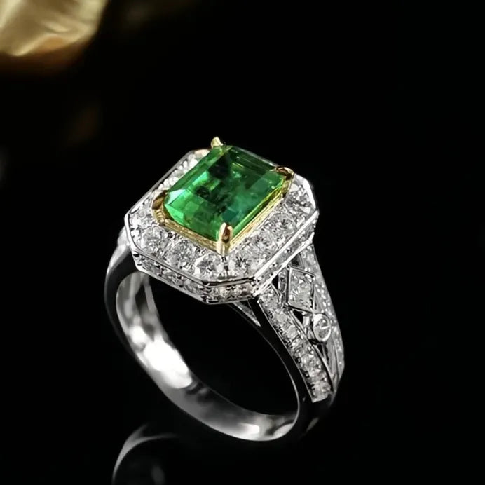 Elegant Green Cubic Zirconia Geometric Wedding Ring for Women Party Jewelry