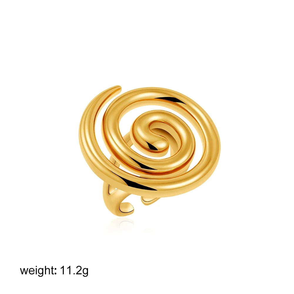 18K Gold Plated 316L Stainless Steel Seashell Scallop Chunky Ring Retro Jewelry
