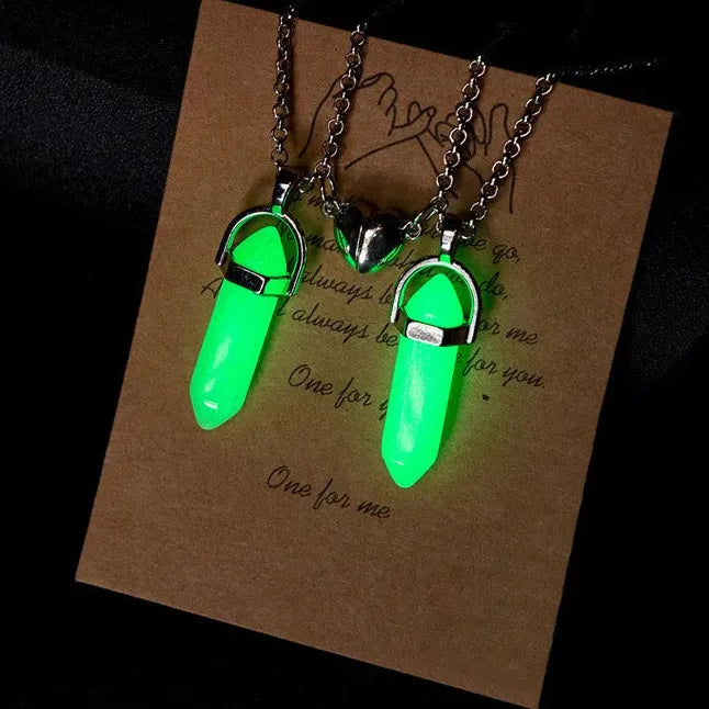 2026 Luminous Hexagonal Heart Magnetic Couple Necklace Zinc Alloy Jewelry