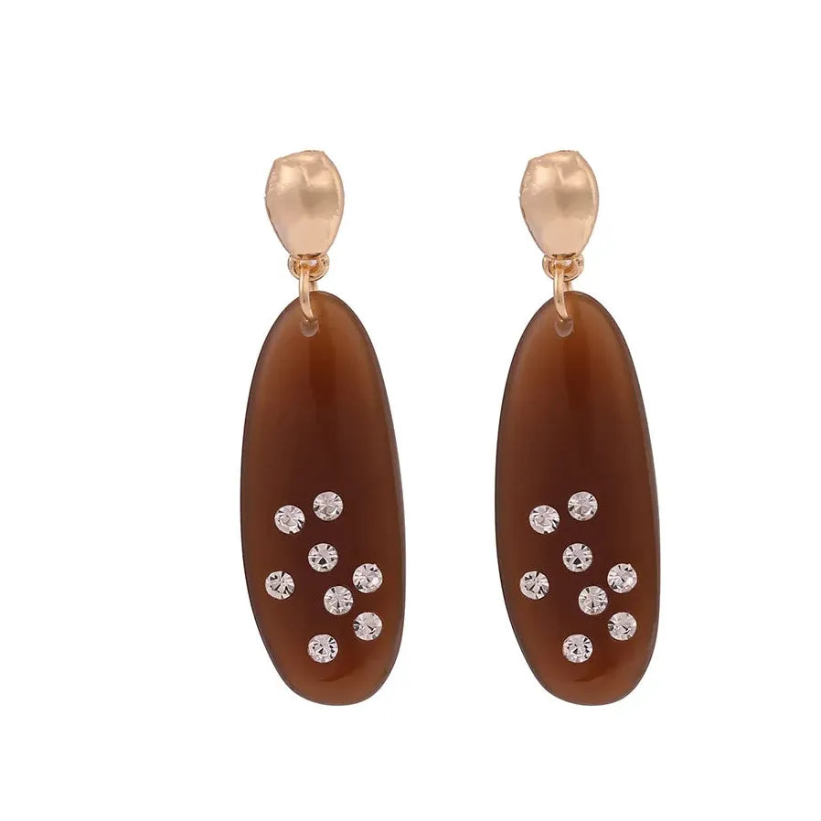 Vintage Long Oval Rhinestone Drop Earrings for Women Ladies Jewelry Gift