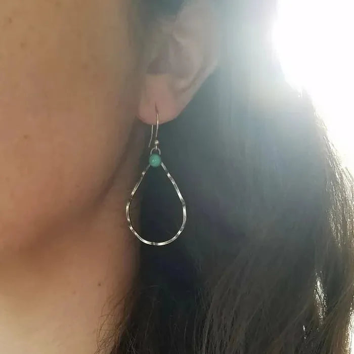 Retro Clover Turquoise Pendant Drop Earrings for Women Zinc Alloy Jewelry