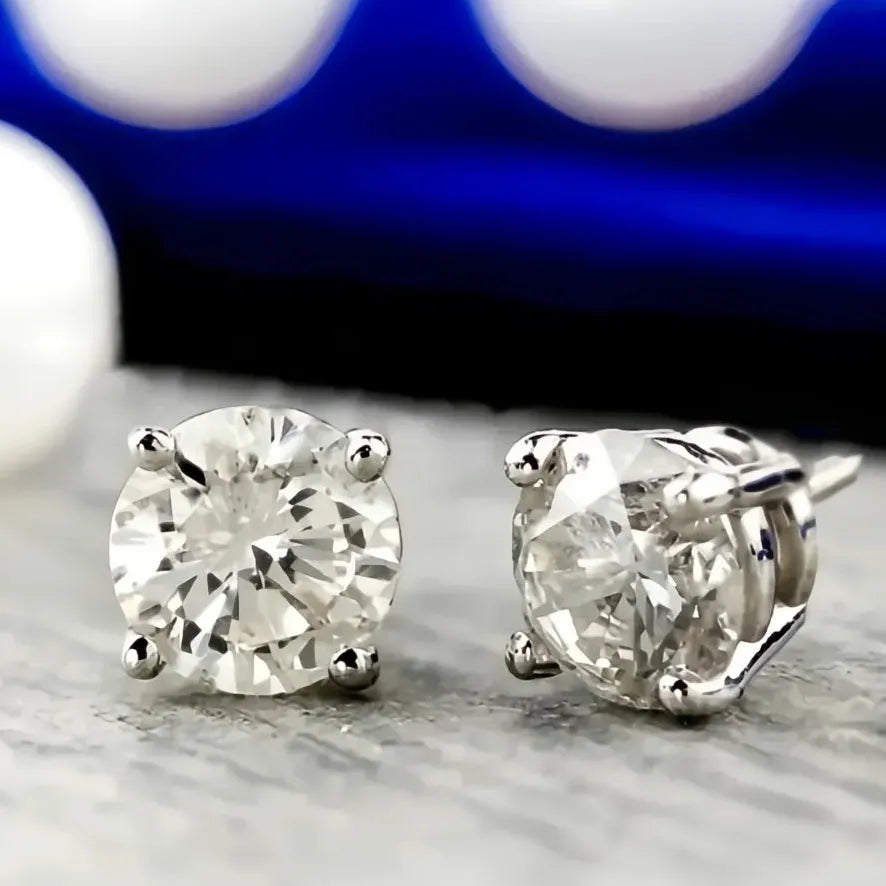 Minimalist Geometric Cubic Zirconia Stud Earrings for Women in 3 Colors Brass