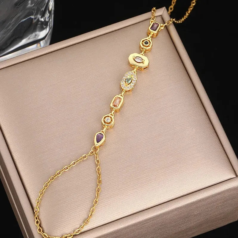 Stainless Steel Rhinestone Tassel Bracelet for Women Luxury Fashion Jewelry