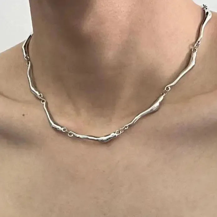 Punk Irregular Wave Chain Necklace Men Women Gothic Figaro Cuban Gift