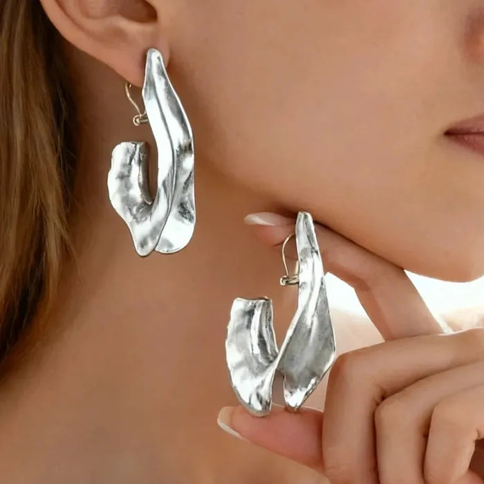 Retro Geometric Irregular Leaf Zinc Alloy Drop Earrings for Women Gift