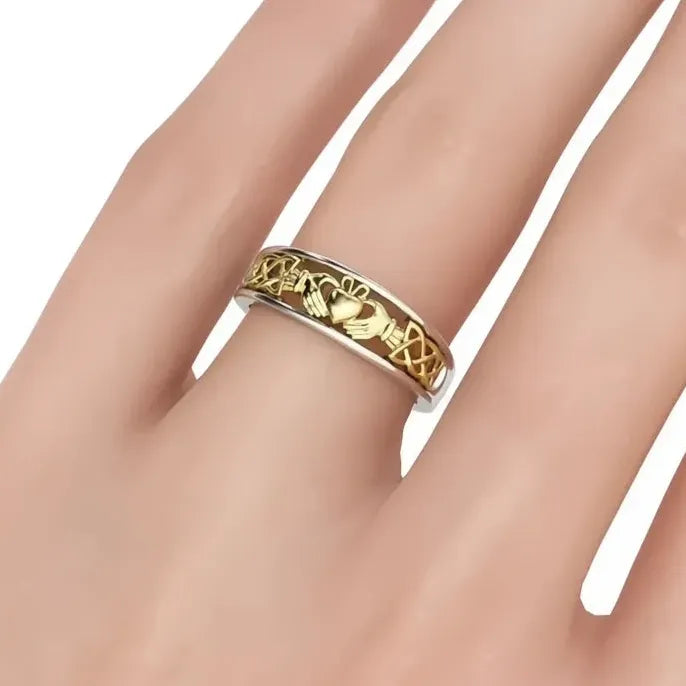 Two-Tone Brass Geometric Rings for Women – Wedding & Party Jewelry