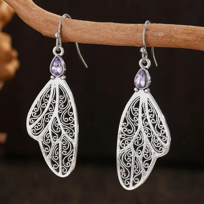 Retro Wing Shaped Earrings Zinc Alloy Ladies Wedding Engagement Jewelry Gift