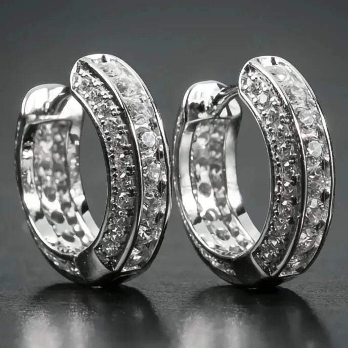 Small Round Copper Hoop Earrings with Cubic Zirconia for Men and Women Fashion Jewelry